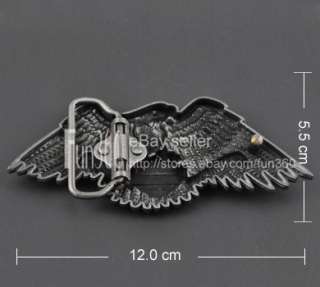   Fly Wings Cool Pewter Metal Mens Buckle Genuine Leather Belt  
