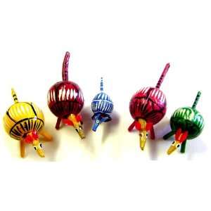 6 Six Mexican Hand Made Wooden Bobble Head Animals Pack 