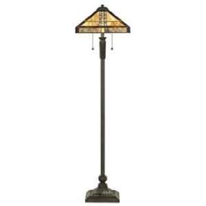  Quoizel Double Pull Mission Tiffany Style Floor Lamp
