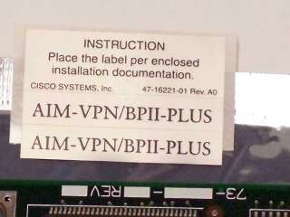 Cisco AIM VPN/BPII PLUS VPN Encryption Compression  