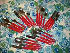 Vintage Red Handle Silverware Set Service for 6 (24 Pieces) Red 