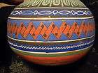 MEXICAN RED CLAY VASE, FOLK ART, HAND PAINTED, MULTI 