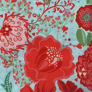 Clothworks by Barb Tourtillotte SMITTEN ROMANTIC AQUA BY THE YARD Out 