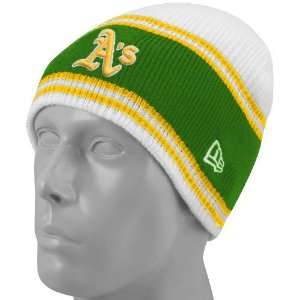  New Era Oakland Athletics Green 5 Stripe Knit Beanie Cap 