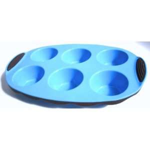 SiliconeZone New Wave Standard Muffin Pan, Bright Blue /Chocolate 