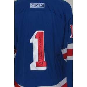 Eddie Giacomin New York Rangers Autographed Throwback Jersey with HOF 
