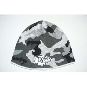  NFL Kansas City Chiefs Black White Camo Tonal Beanie Hat 
