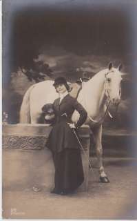 PRE 1920 RPPC WOMAN SIDESADDLE HORSE POSTCARD  