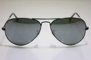 Rayban RB 3025 002/40 Black Mirror Aviator Sunglasses 58mm New 