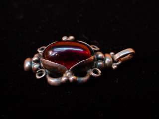 Vintage GEORG JENSEN 830 Silver PENDANT w/RED STONE Jewelry  