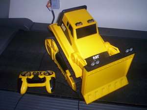 1995 TOY STATE INDUSTRIAL WIRED REMOTE CONTROL YELLOW CAT BULL DOZER 
