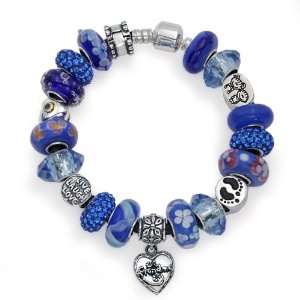   925 Silver Grandma Dangle Charm Heart Bead Bracelet Pandora Compatible