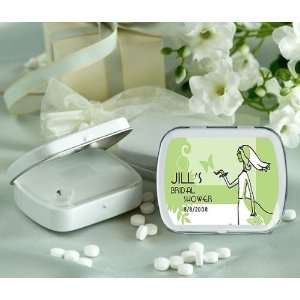 Keepsake Green Bridal Theme Personalized Glossy White Hinged Mint Box 