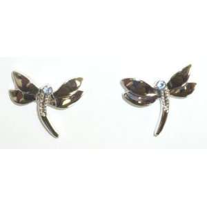  Silverplated Dragonfly Pierced Earrings Jewelry