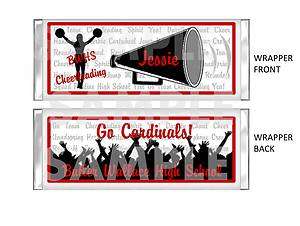 SCHOOL CHEERLEADING candy bar wrappers PERSONALIZED  