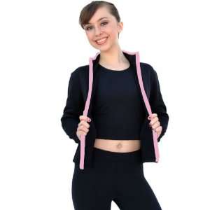 Chloe Noel J48 Black/Pink Fitted Fleece Skate Jacket with Color Zipper 