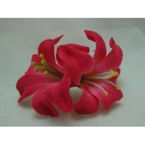  Small Double Pink Lily Hair Flower Clip Beauty