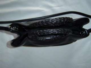 FOSSIL BLACK LEATHER PURSE BAG HANDLE & SHOULDER STRAP  