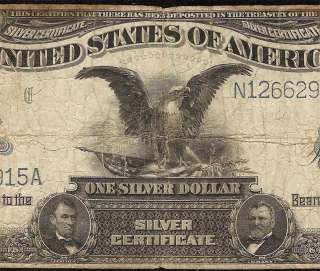 LARGE 1899 $1 DOLLAR BILL SILVER CERTIFICATE BLACK EAGLE BANK NOTE Fr 