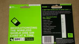   25 SIMPLE MOBILE GSM STARTER KIT WIRELESS WORLD ONE SIM CARD BRAND NEW