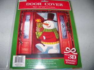 CHRISTMAS SNOWMAN Plastic DOOR COVER   NEW  