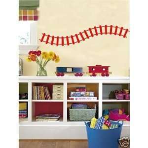 Curved Train Track Wall Decals Stickers Childrens Room Art, Fire Red 