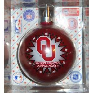    University of Oklahoma Red Glass Ornament