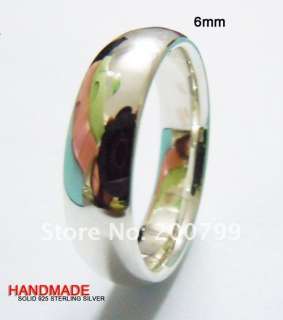 HANDMADE 925 Sterling Silver Plain Wedding Band Ring