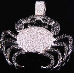 FULLY ICED OUT BLACK AND WHITE CZ CRAB PENDANT CROSS  