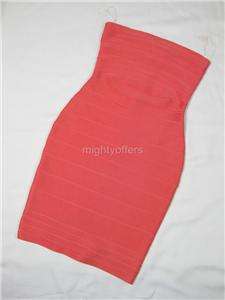 Coral Strapless Top Bodycon Bandage Dress XXS XS S M L  
