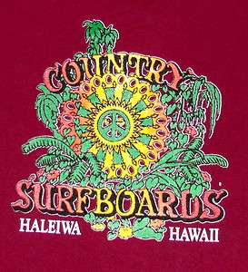 NEW BURGUNDY COUNTRY SURFBOARDS HAWAII SURFING SURF XL HANES 100% 
