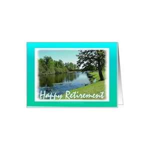  Happy Retirement River Scene Trees Old Bridge Card Health 