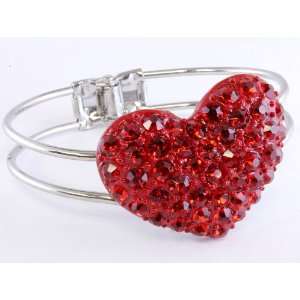  Red Heart Crystal Rockabilly Cuff Bracelet Everything 