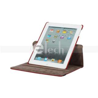   Crocodile Pattern Smart Cover Leather Case Swivel Stand for iPad 2 Red