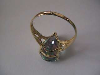 10K Yellow Gold 5cts Mystic Topaz and Diamond Ring  