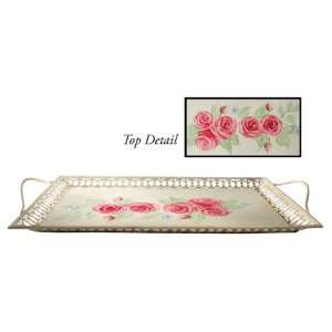   21 Ornate Rose Flower Design Wire Weave Serving Tray