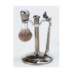  PEWTER badger SHAVING BRUSH RAZOR SET STAND holder NEW 