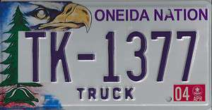 ONEIDA LICENSE PLATE, INDIAN TRIBE TK 1377, NOS~NEW OLD STOCK PLATE 