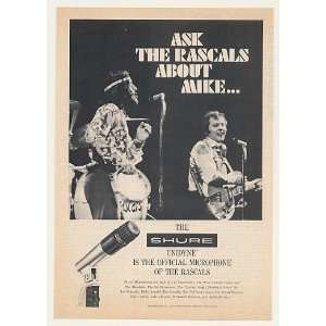  1970 The Rascals Shure Microphone Photo Print Ad (44093 