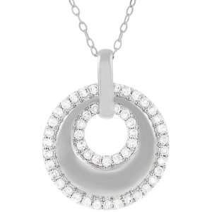   Sterling Silver Cubic Zirconia Lined Multi circle Necklace Jewelry