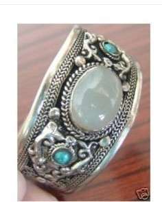 Exquisite Tibet Silver Turquoise Moonstone Cuf Bracelet  