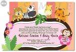   PHOTO POLKA DOTS Monkey Lion Jungle Baby Shower Invitations  
