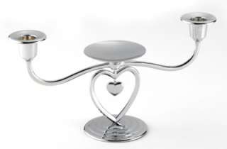 Silver Heart Unity Candle Stand with 6 in Taper Candles  