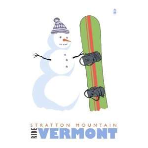  Stratton Mountain, Vermont, Snowman with Snowboard 