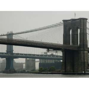 Brooklyn Bridge and Manhattan Bridge as Seen from South Street Seaport 