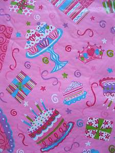 PRINCESS HAPPY BIRTHDAY ★ Pink VINYL Tablecloth Cake Crowns Cupcakes 