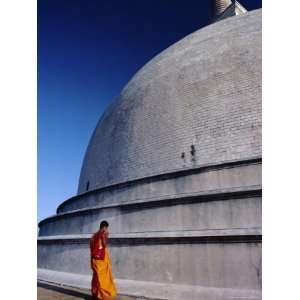  Buddhist Monk at the Stupa, Mihintale, Sri Lanka Stretched 