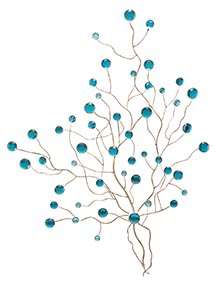 Blue Glass Beads Tree Branch Metal Wall Art Decor 41x30in 758647137473 