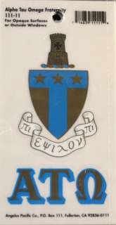 Alpha Tau Omega Crest and Letters Stickers / Decal  