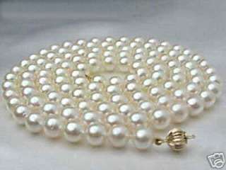 8MM noblest White salt water pearl necklace 34  